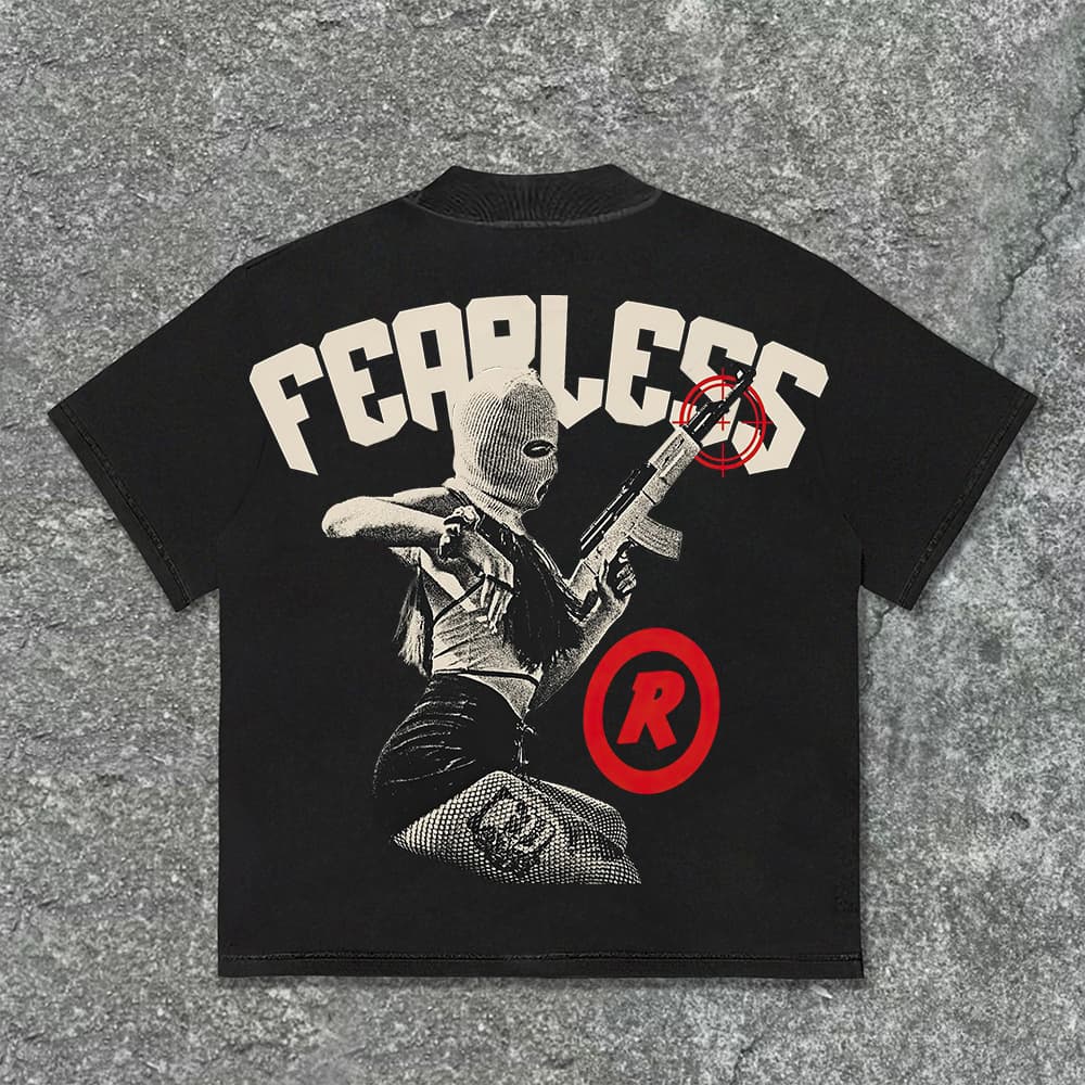 Vintage Fearless Cool Girl Print Graphic T-Shirt - Image 1