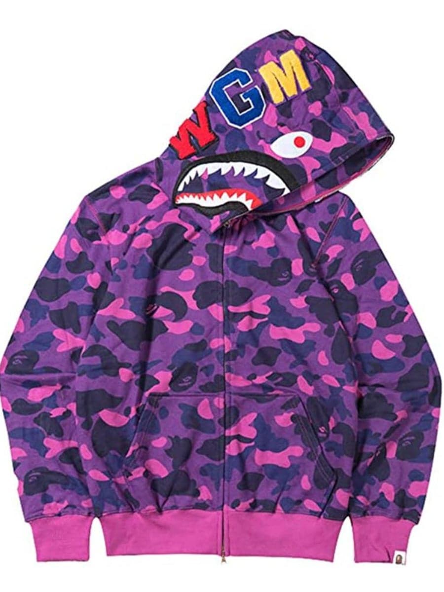 Unisex Bape Shark Hoodie 3D Floral Anime Cosplay Hooded Sweatshirts - Image 1