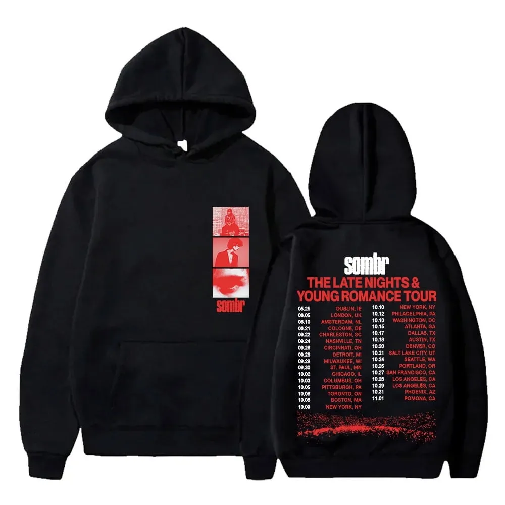  Sombr The Late Nights & Young Romance Merch 2025 Tour Hoodies - Image 1