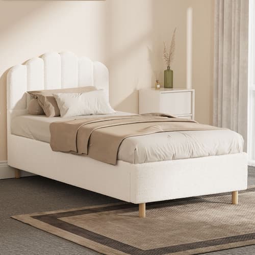 White Ellora Boucle Bed Frame - Image 1
