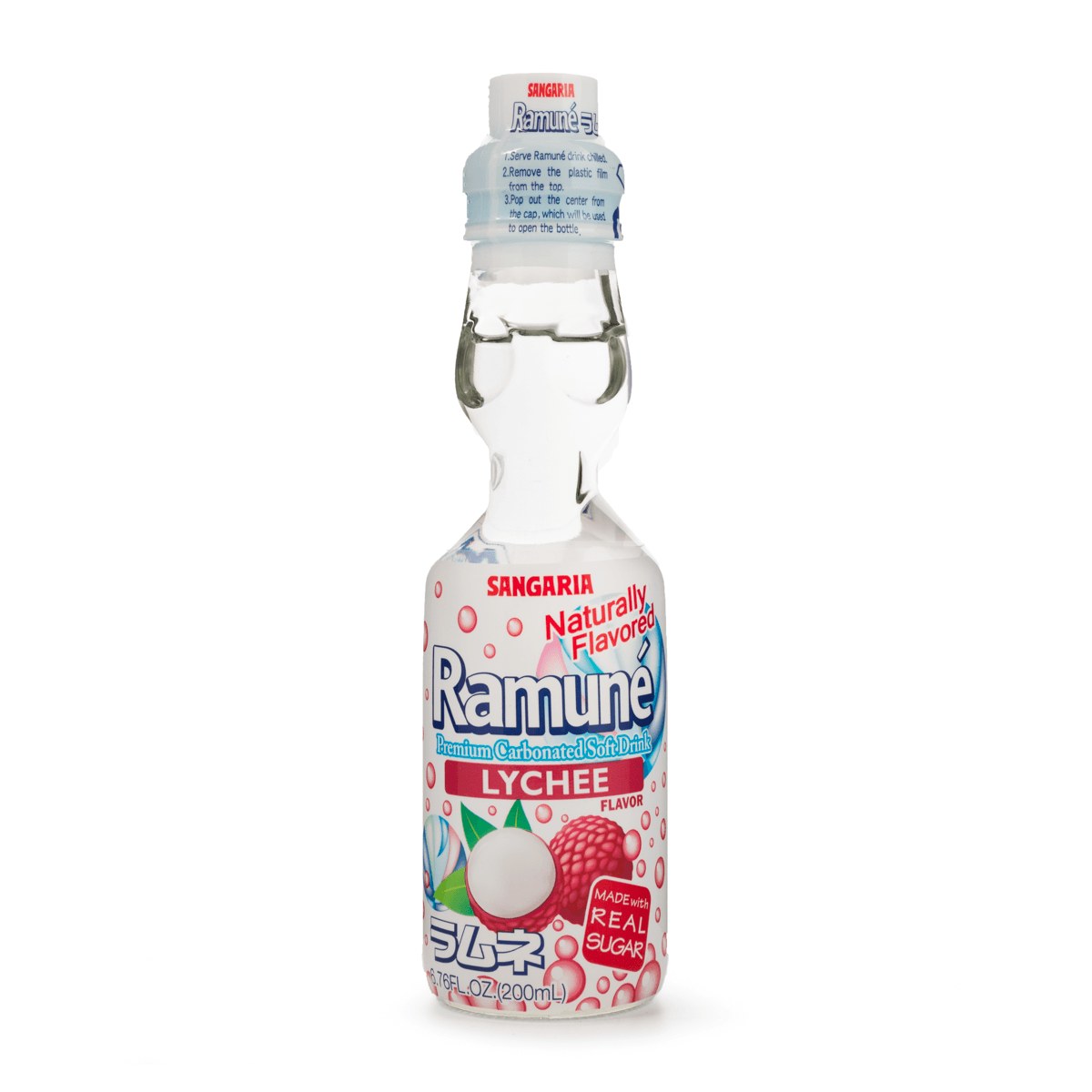 Sangaria Ramune Carbonated Soft Drink Lychee Flavor 6Pack 6.76 oz thumbnail 2
