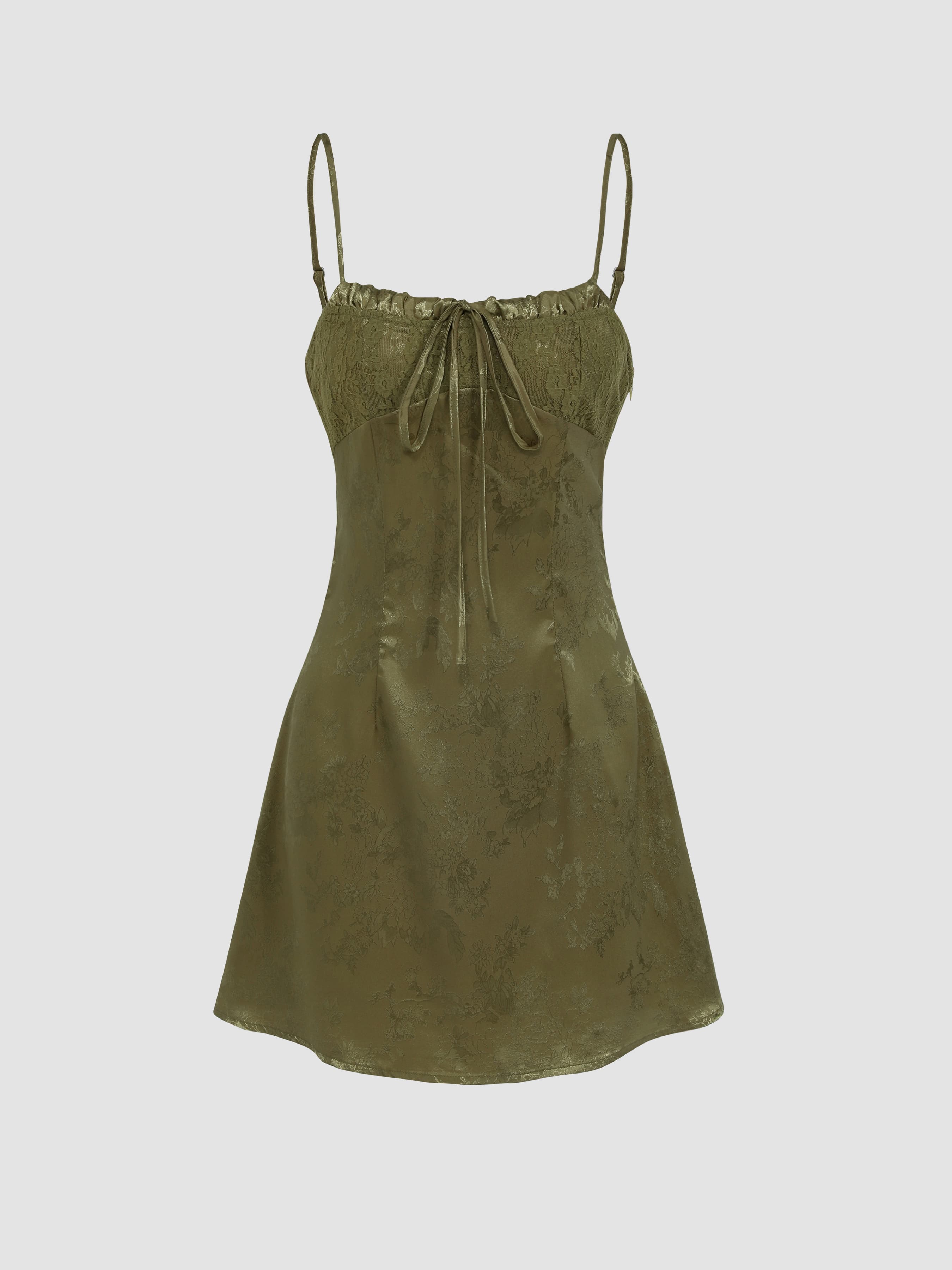 Floral Jacquard Lace Corset Mini Dress - Image 1