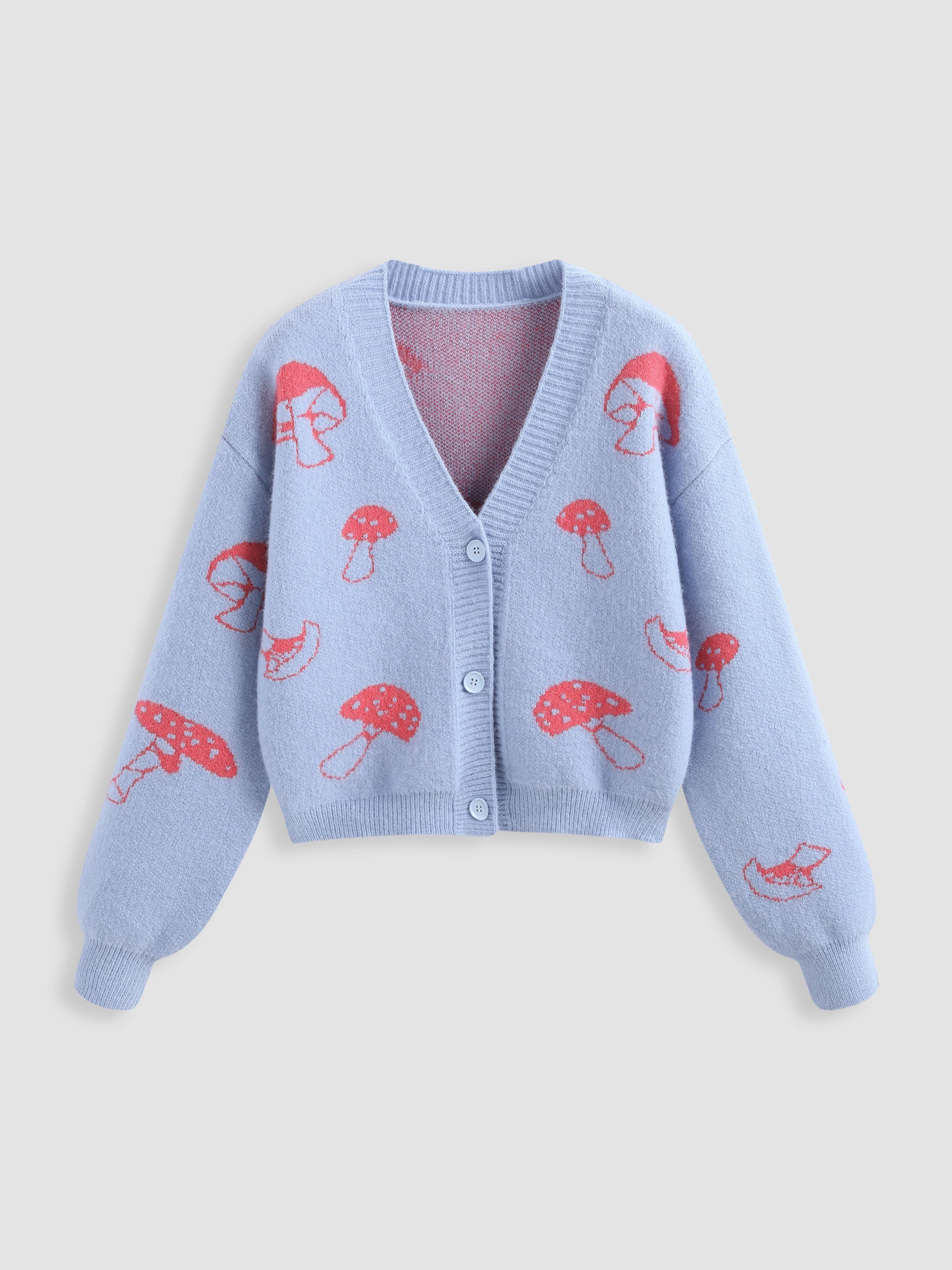 Mushroom Pattern Cardigan - Image 1