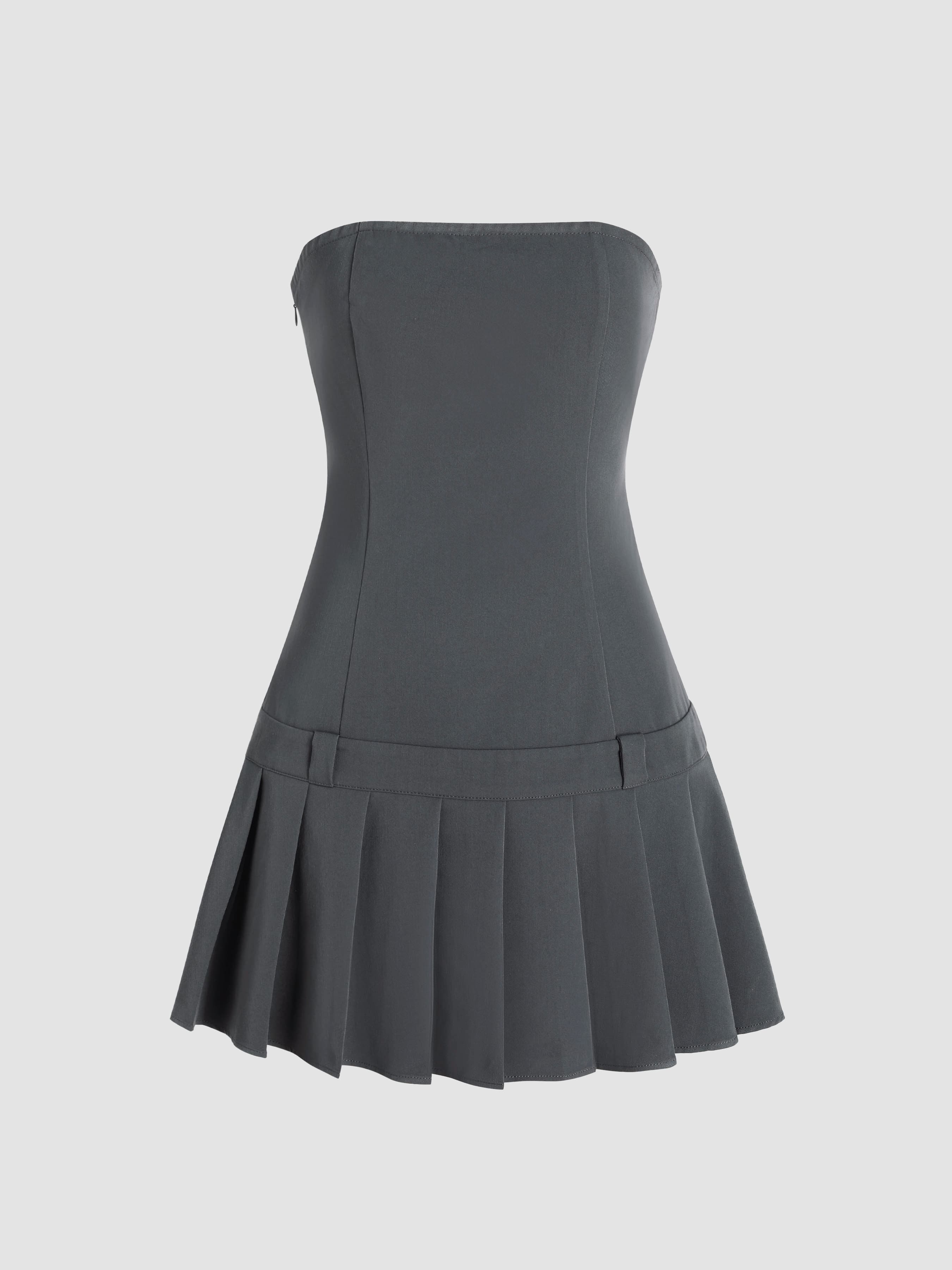 Pleated Tube Mini Dress - Image 1