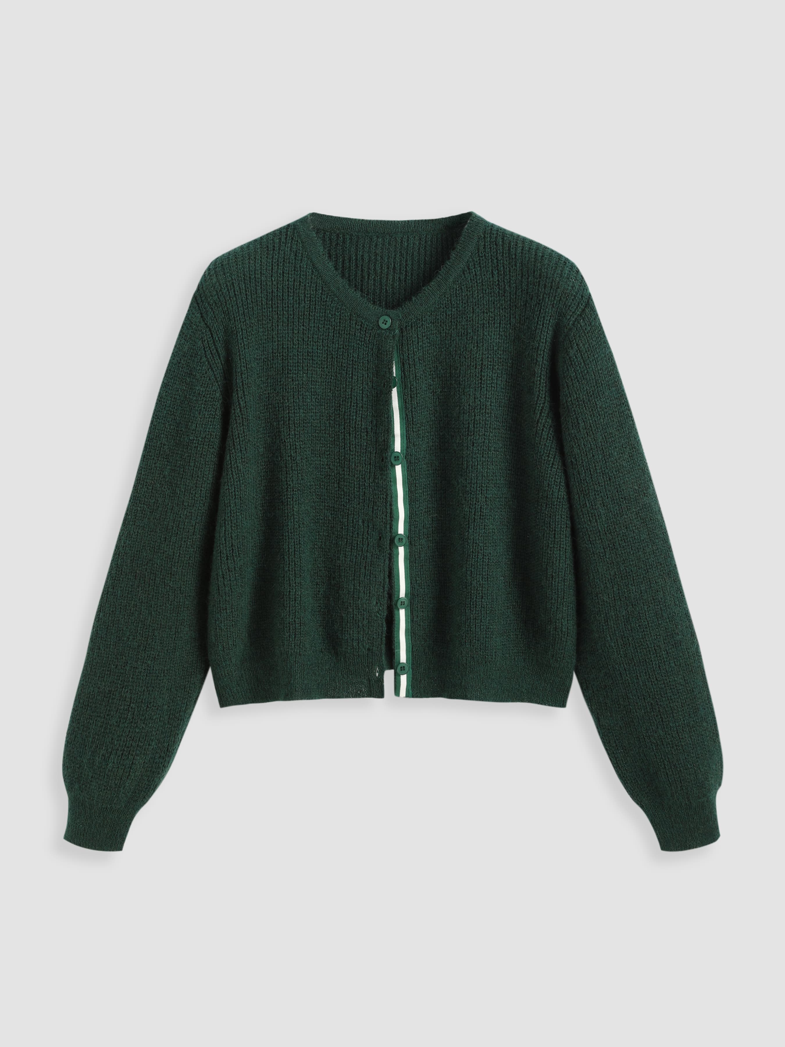 Wool-blend Knit Round Neckline Button Cardigan Curve & Plus - Image 1