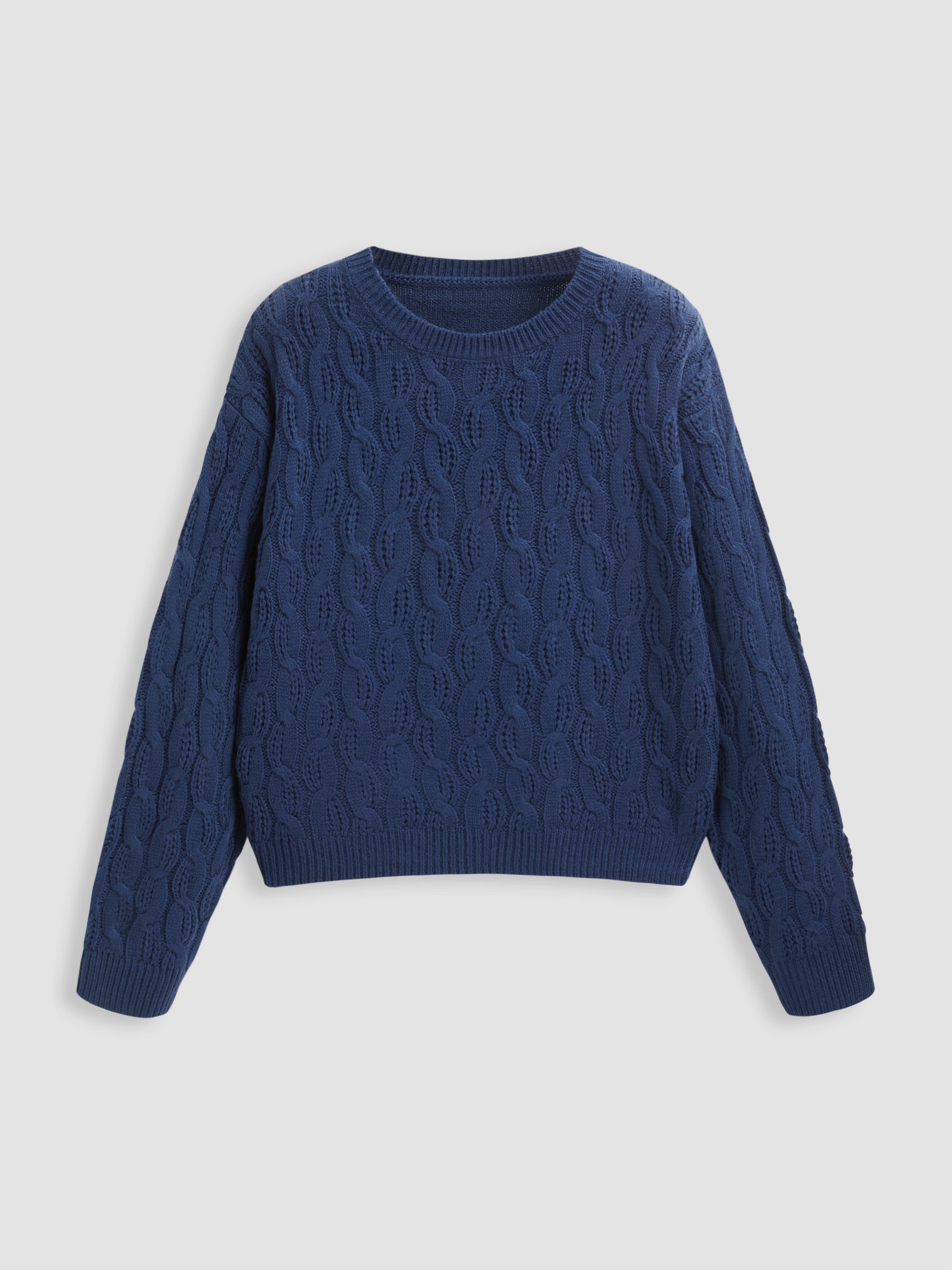 Round Neck Cable Knit Sweater Curve & Plus - Image 1