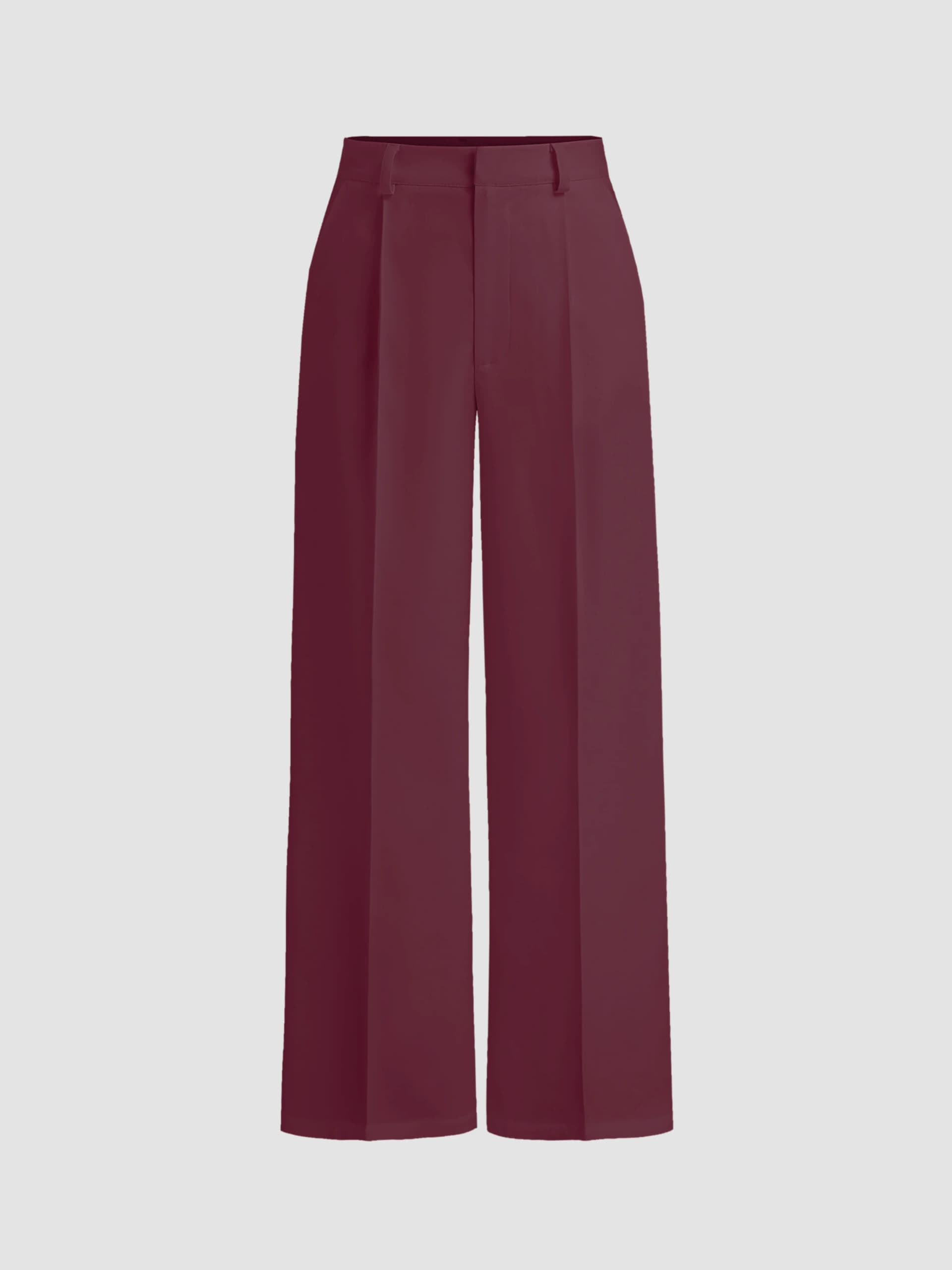 Gewebt Petite Mittelbund Falten gerade Beine Hosen For Ausstellung Café Arbeit - Image 1