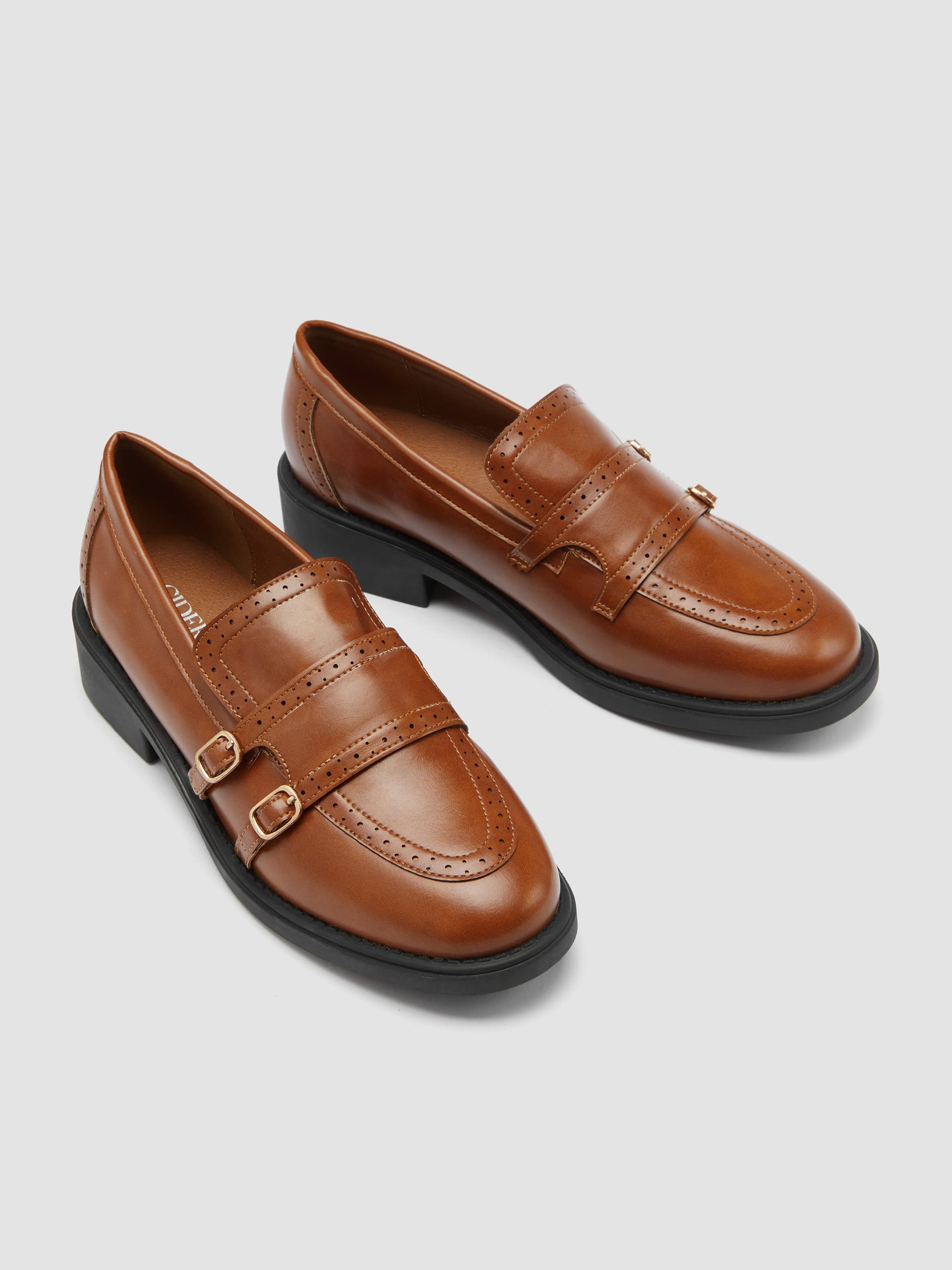 Vintage-Effekt Doppel-Schnallen Loafers For Lässige Alltagskleidung - Image 1