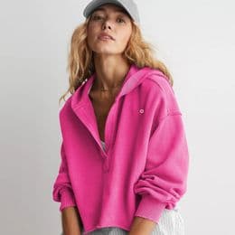New Fashion Clothing Long-sleeved Hooded half open collar solid color loose sweatshirt thumbnail 14