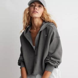 New Fashion Clothing Long-sleeved Hooded half open collar solid color loose sweatshirt thumbnail 13