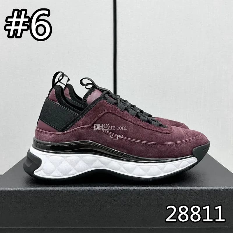 Men women suede leather calfskin classic printed casual Sneaker trainers canvas diamond sneaker Size 35-45 thumbnail 4