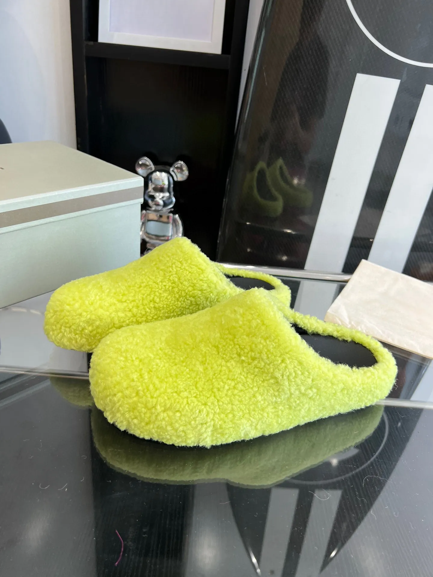 Mar Ted-dy bear fur slides fleece mules slippers winter warm comfortable shoes thumbnail 6