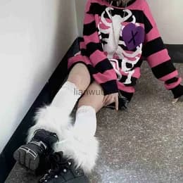 Pink And Black Sweater With Ribcage And Purple Heart thumbnail 4