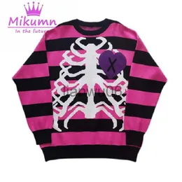 Pink And Black Sweater With Ribcage And Purple Heart - Image 1