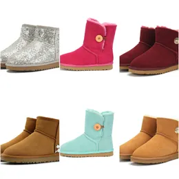 45Color Topquality Women's mini Luxury Snow Boots with fur Genuine leather girl snow boot ankle short bow mini fur Size 35-43 thumbnail 18