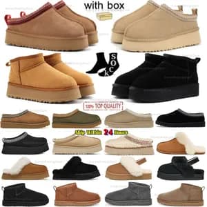 australia Tasman Slippers Tazz Classic Ultra Mini Platform Boots Disquette Fluff Yeah Funkette scuffette Black Chestnut Sand Mustard Seed Warm Snow Womens sliders thumbnail 13