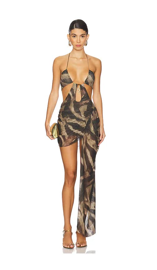 Plunge Mini Dress - Image 1