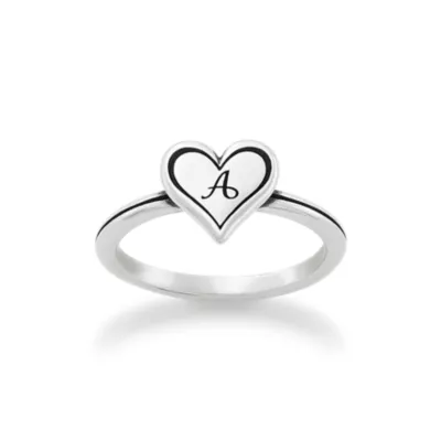 Delicate Heart Initial Ring - Image 1