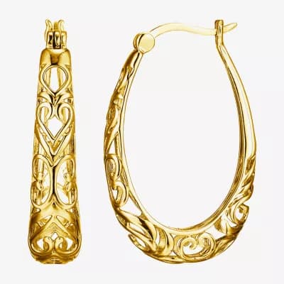 Womens 18K Gold Over Silver 32.2mm Hoop Earrings - Image 1