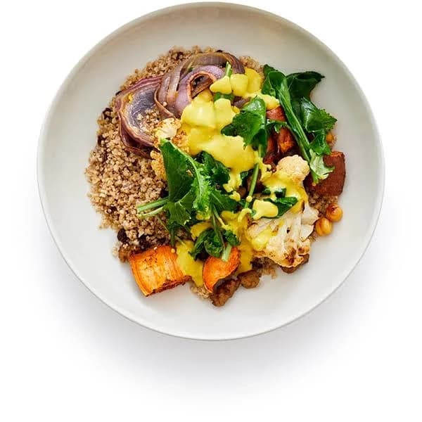 Plant-Based Golden Moroccan Spice Harvest Bowl - Vegan Meal Delivery Kit Prep, High Protein, Ready-to-Eat, Frozen, Gourmet Chef Made, for Athletes