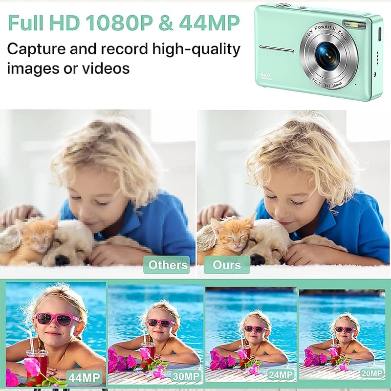Digital Camera 1080P 44MP Vlogging Camera with LCD Screen 16X Zoom Compact Portable Mini Rechargeable Camera Gifts for Students Teens Adults Girls Boy thumbnail 7