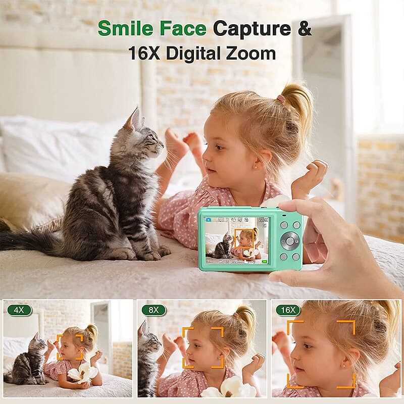 Digital Camera 1080P 44MP Vlogging Camera with LCD Screen 16X Zoom Compact Portable Mini Rechargeable Camera Gifts for Students Teens Adults Girls Boy thumbnail 4