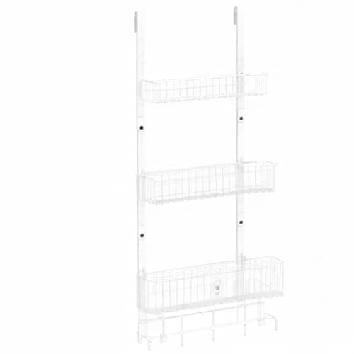 ETELI Over The Door Basket Organizer with 3 Mesh Baskets and 5 Hooks Heavy Duty Pantry Door Organizer Back of Door Storage Rack for Bathroom, Kitchen, Office, White thumbnail 8