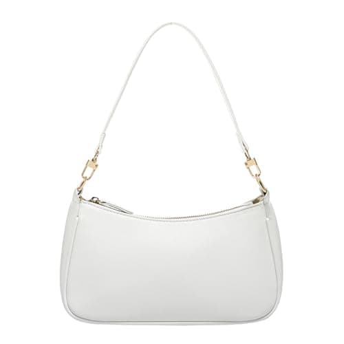 Y2K Shoulder Bag for Women PU Leather Handbag Classic Clutch Small 90s Purse (White) - Image 1