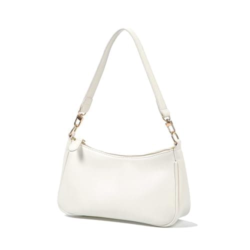 Elegant Faux Leather Shoulder Bag, Clutch Tote Handbags for Women, Convertible Crossbody Purse with 2 Removable Straps, Zipper Closure, Handbag for Women(White) - Image 1