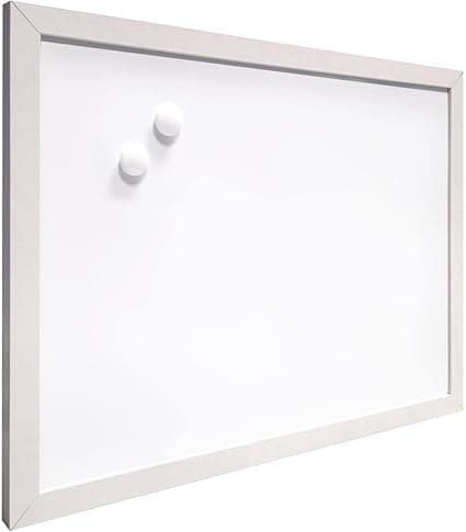 Raylu Paper - Tableau Blanc Magnétique Mural avec Cadre en Bois Blanc, Tableau Blanc Effaçable à Sec avec Deux Aimants pour Accrocher des Notes et des Photos (60 x 45 cm) - Image 1