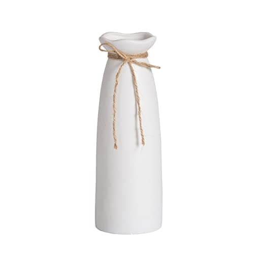 White Ceramic Vase-Flower Vase Dried Flower Vase for Modern Home Decor, Fit for Foyer Living Room Fireplace Bedroom Kitchen,Decent Gift, 8.27" H - Image 1