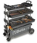 Beta C27S Gray Collapsible Rolling Tool Cart | 200 Pound Load Capacity | Heavy-Duty Mobile Metal Tool Trolley | 4” Steering Wheels with Brakes | Thermoplastic Worktop | Keyed Lock thumbnail 5