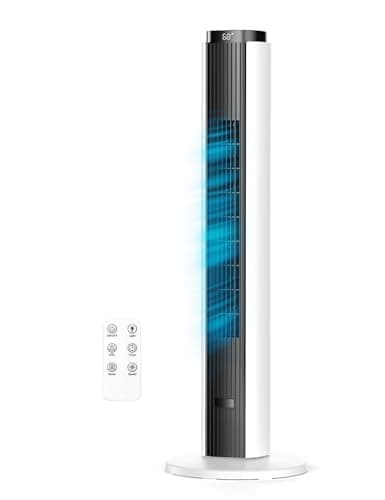 ZAFRO Tower Fan for Bedroom, 37'' Cooling Fans with 4 Modes 6 Speeds, 26 ft/s Velocity, 28dB Quiet for Sleep, LED Touchpad & 12H Timer, 90° Oscillating Floor Fans that Blow Cold Air, Black+White - Image 1