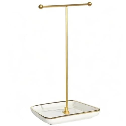 VROOMIUM Necklace Holder- Ceramic Base 1ft Height Jewelry Organizer Stand, Aesthetic Jewelry Hanger Display for Necklaces, Bracelets, Rings, Exhibidor de Collares-Classic White thumbnail 10