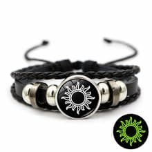 Thalireth 2PCS Luminous Sun And Moon Couples Friendship Matching Love Bracelets Leather Y2k Spirilet Glow In The Dark Adjustable Bracelets Love Gift for Him & Her thumbnail 2