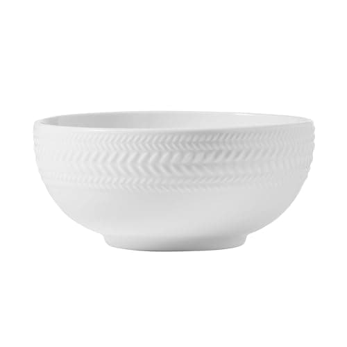 Pfaltzgraff Josephine 24-Piece Dinnerware Set, Porcelain Dish Set with Embossed Basket Weave Design, Service for 8, White Plates and Bowls Sets, Microwave and Dishwasher Safe thumbnail 9