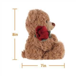 Apricot Lamb Toys Plush Brown Flower Teddy Bear with Rose Stuffed Animal Soft Cuddly for Kids Girlfriend Mother's Day Valentine's Day (8 Inches) thumbnail 3