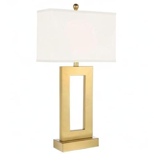 360 Lighting Marshall 30" Tall Open Rectangle Large Modern Luxe Glam End Table Lamps Set of 2 Gold Finish Metal White Shade Living Room Bedroom Bedside Nightstand House Office Home Kitchen thumbnail 10