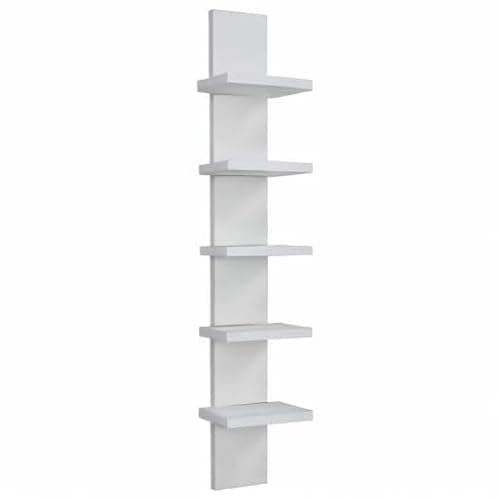 Danya B 5 Tier Wall Shelf Unit Narrow Smooth Laminate Finish - Vertical Column Utility Shelf Floating Storage Home Decor Organizer 5.1" x 6" x 30" (White) thumbnail 7