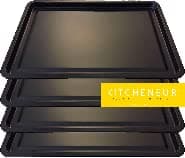 4-Pack - Essentials Baking Tray Set 32cm by KITCHENEUR - Easy Cleaning Baking Tray/Pan, Non-Stick Tin, Multi-Pack Set Oven Trays - Dishwasher Safe and Easy Cleaning thumbnail 6