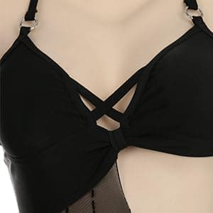 MEOWCOS Damen Einteiler Badeanzüge Gothic Badeanzug Neckholder Mesh Cutout Einteiler Badeanzug Einteiler Bademode thumbnail 6