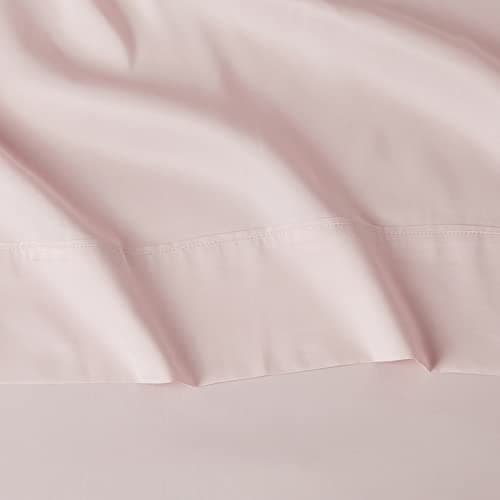 Amazon Basics Lightweight, Breathable, Wrinkle Resistant Microfiber 4-Piece Bed Sheet Set with 14-Inch Deep Pockets, Full, Blush Pink, Solid thumbnail 4