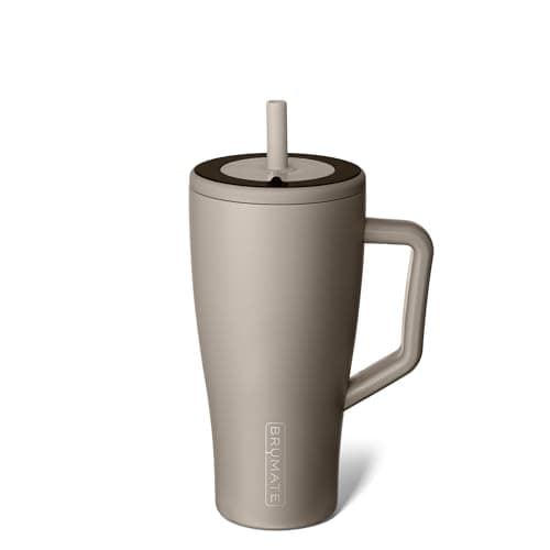 BrüMate Era 30 oz Tumbler with Handle and Straw | 100% Leakproof Insulated Water Bottle Tumbler with Lid and Flexible SoftSip Straw | Made of Stainless Steel | Cup Holder Friendly | 30oz (Mocha) - Image 1