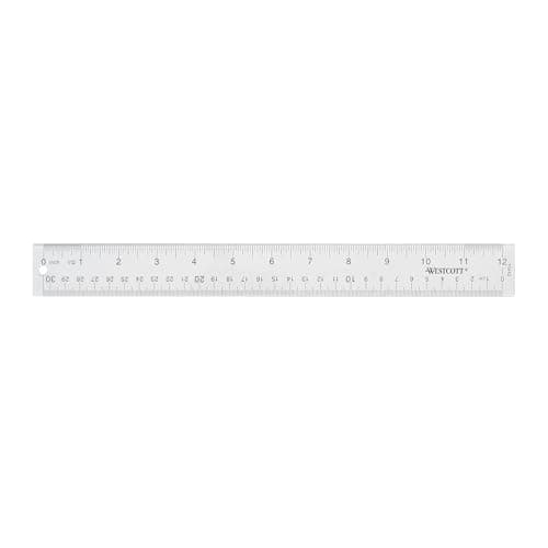 Westcott Acrylic Clear Ruler, Easy-to-Read Markings, Scratch-Resistant Design, Raised Beveled Edges, for Crafting, Office, Classroom, Back to School Supplies, 12-Inch - Image 1