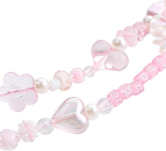 WsjiaboFux Pink Acrylic Beaded Mobile Phone Straps Anti-Lost Hand Strap Pendant Hanging Rope Phone Wrist Hand Lanyard Home Cell Phone Charms Button Stickers Decor Accessories thumbnail 8