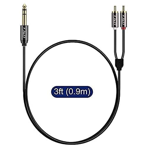 J&D 1/4 inch TRS to Dual RCA Audio Cable, Gold Plated Copper Shell Heavy Duty 6.35mm 1/4 inch Male TRS to 2 RCA Male Stereo Audio Y Splitter Cable, 3 Feet thumbnail 6