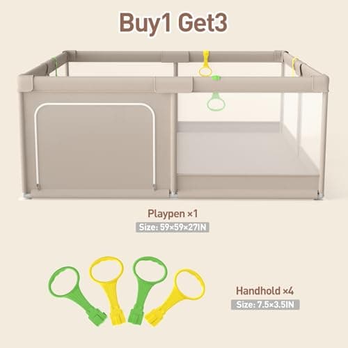 Baby Playpen, Playpen for Babies and Toddlers, Extra Large Playpen, Play pens for Babies and Toddlers (59 * 59inch playpen Without mat) - 59*59inch playpen without mat thumbnail 5