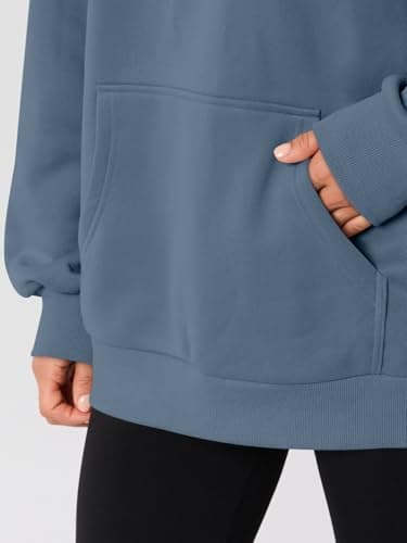 AUTOMET Womens Oversized Hoodies Fleece Trendy Sweatshirts 2026 Pullover Grey Blue M thumbnail 5
