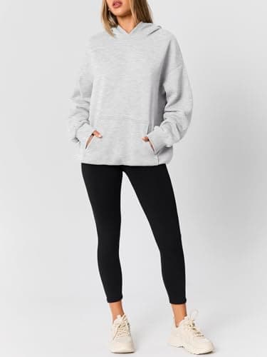 AUTOMET Womens Oversized Hoodies Fleece Trendy Sweatshirts 2026 Pullover Grey M thumbnail 6