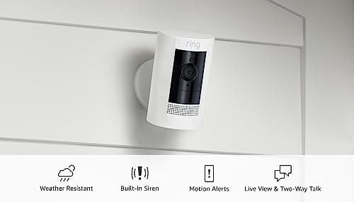 Ring Outdoor Cam (Stick Up Cam), Weather-resistant home or business security camera, outdoor ready, Live View, Color Night Vision, Two-Way Talk, motion alerts, Works with Alexa, 2-pack, White thumbnail 7